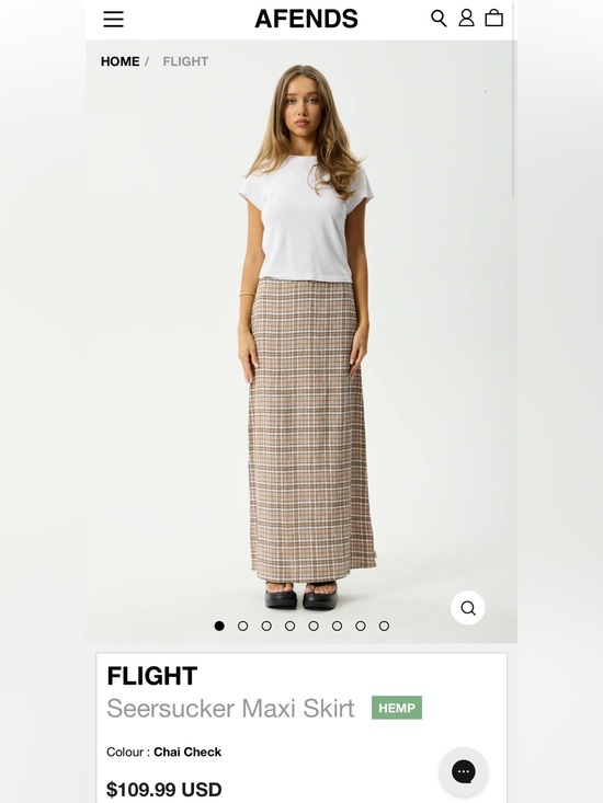 Afends Dresses & Skirts - Afends Seersucker Maxi Skirt in Chai Check